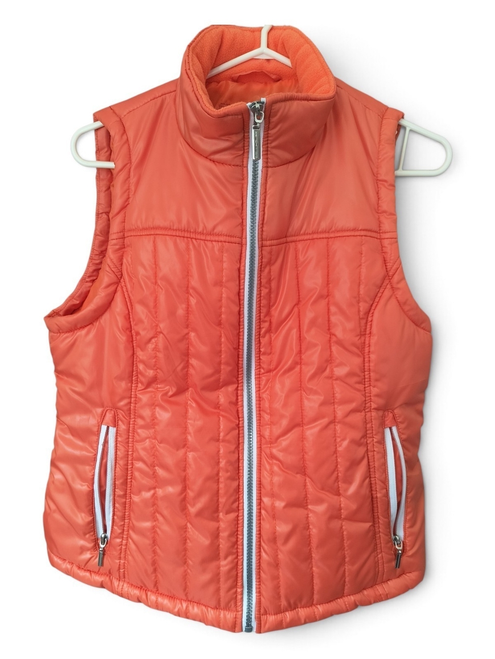 Vintage Y2K Dollhouse Orange Quilted Puffer Vest Fleece Large
